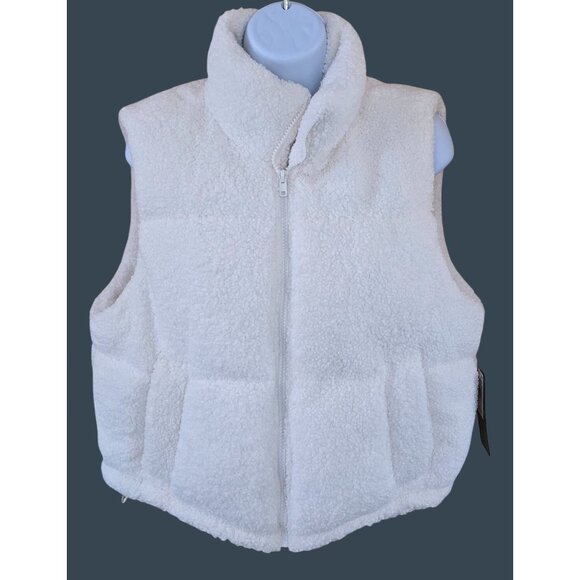 White Sherpa Fleece Vest With Pockets fairycore angels cottagecore boho chic - Picture 1 of 7